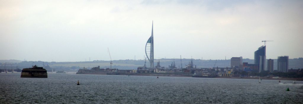 Passing the Spinnaker Tower in Portsmouth.