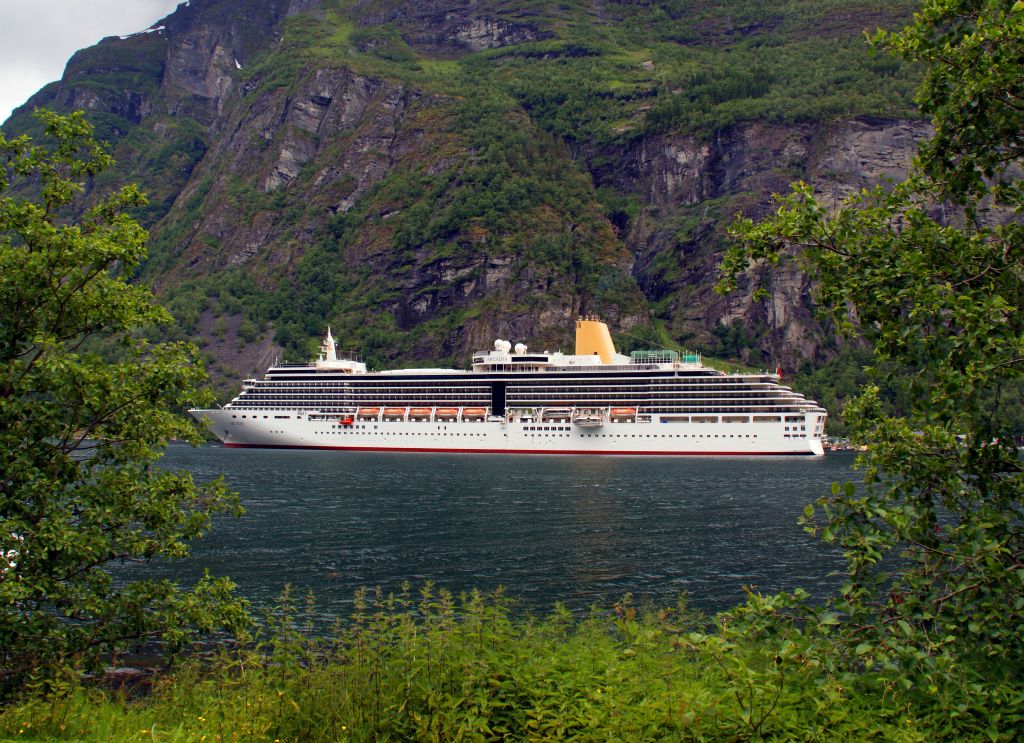 Arcadia moored in Geirangerfjord.