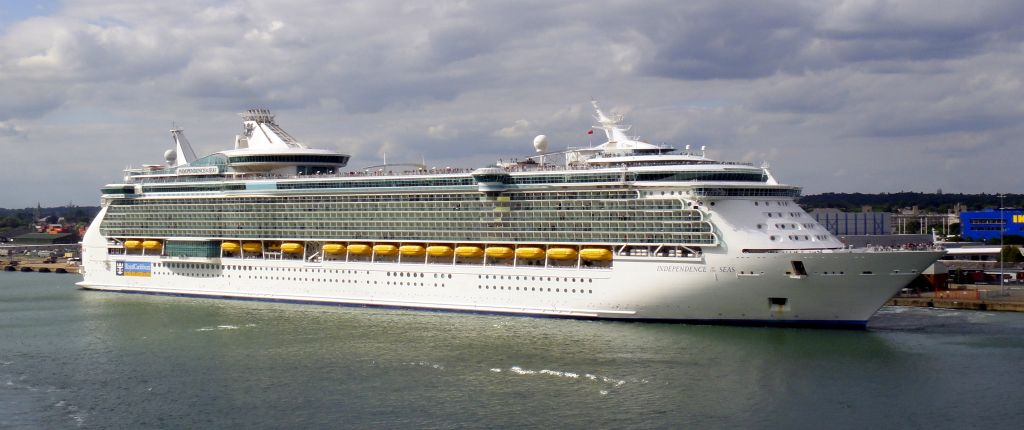 The impressively large Royal Caribbean Independence of the Seas was berthed just in front of us.