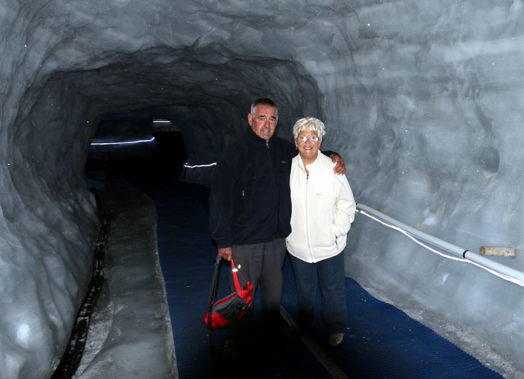 Having left the view point, we got the lift down to the Glacier Paradise, which is a series of tunnels that have been dug into the glacier. This is a photo of the entrance.