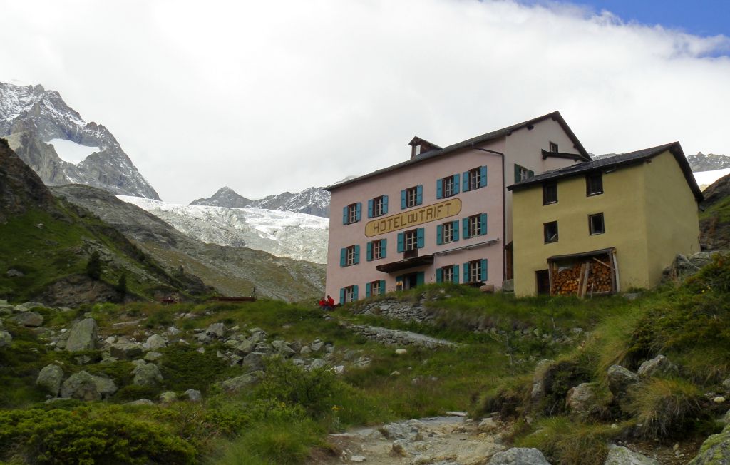 This was my first view of the hotel at Trift, with the Triftgletscher in the background.
