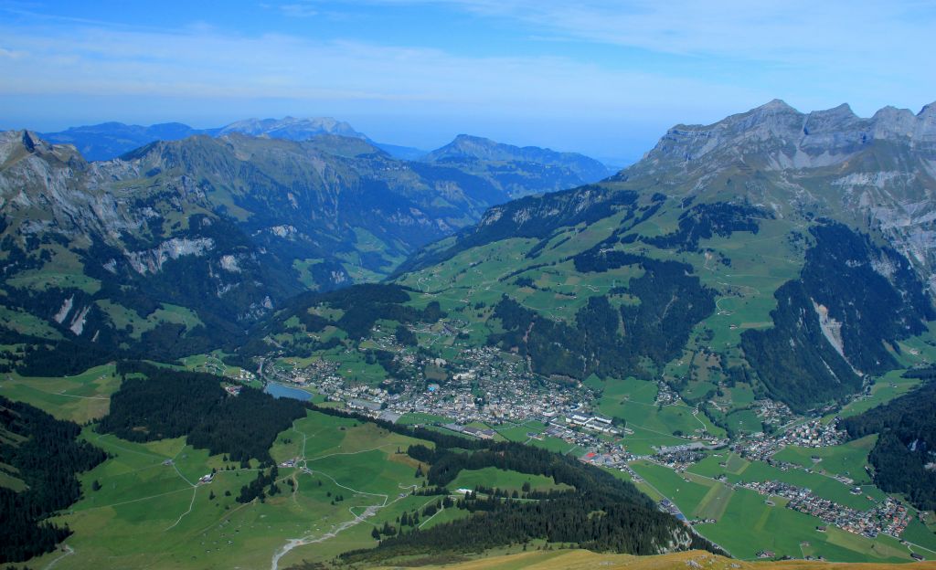This was the view of Engelberg on the trail from Stand to Trubsee.