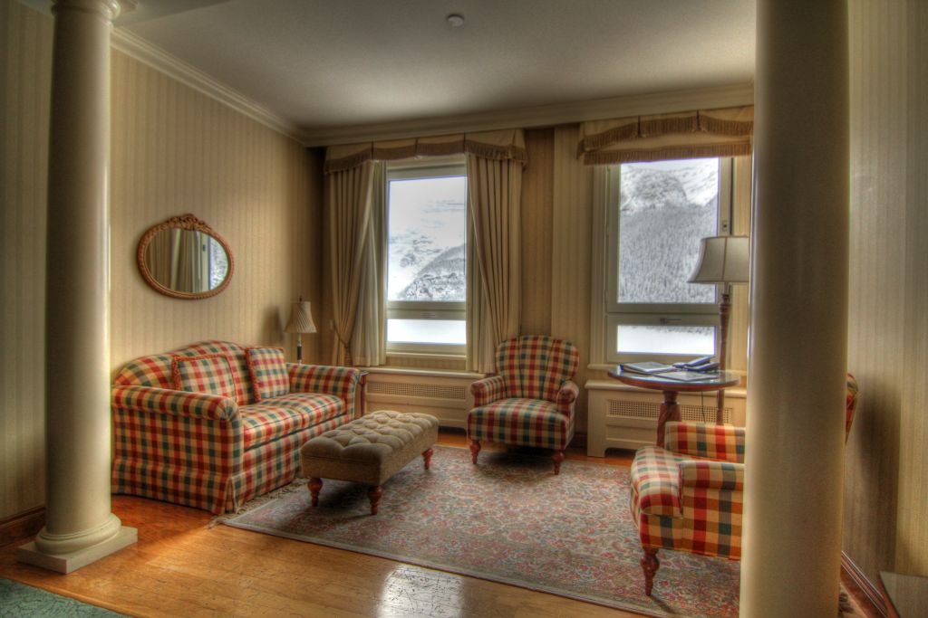 This was the sitting room bit of our mini-suite on the sixth floor of the Fairmont Chateau Lake Louise. Nice.