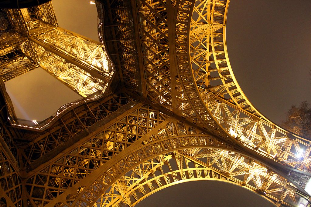 Underneath the Eiffel Tower.