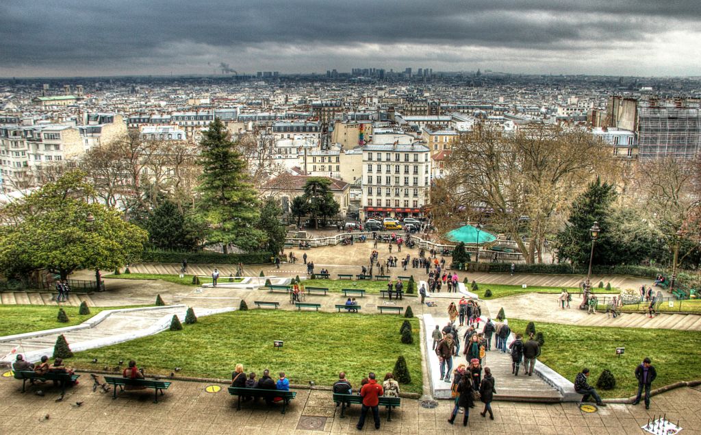 The view across Paris from in front of Sacre Coeur.
