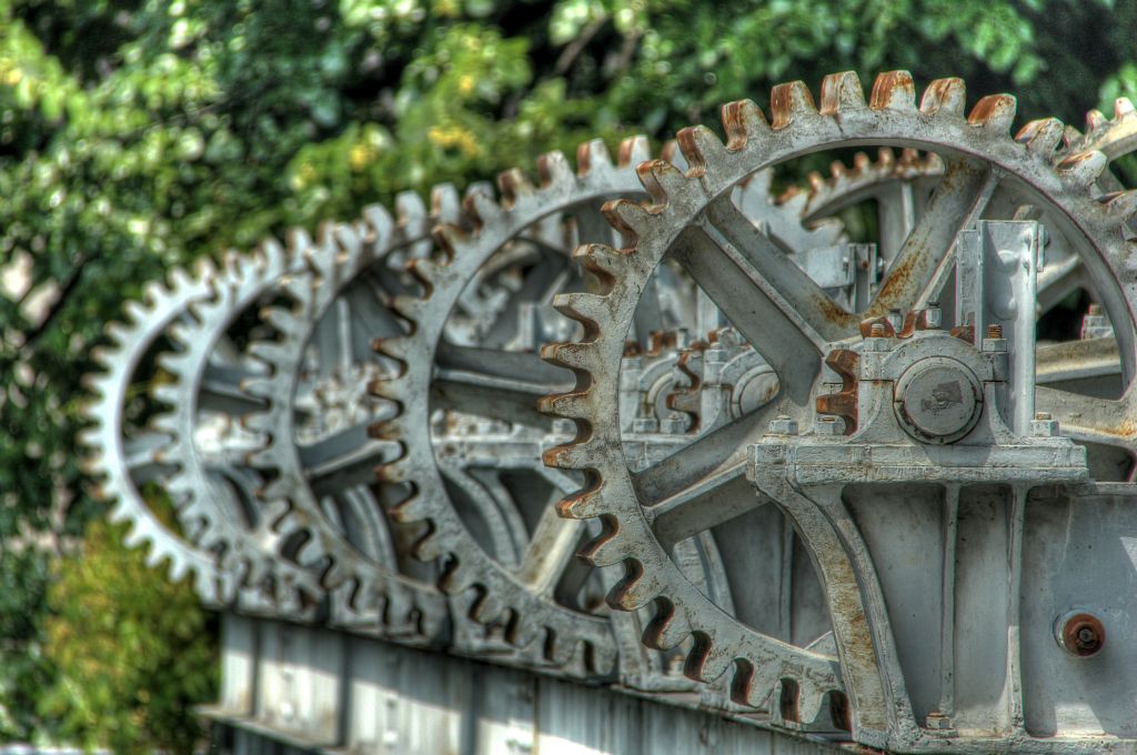 This is a photo of the mechanical bits of some sort of sluice or dam on the river. Quite interesting (I thought).