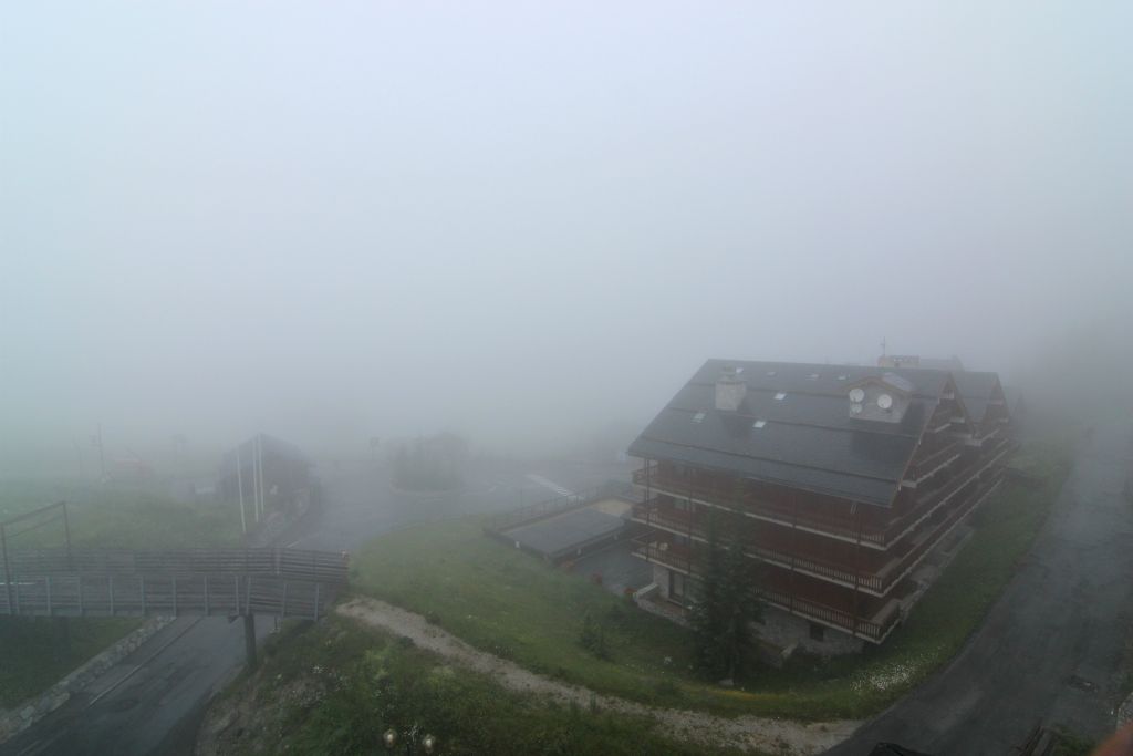 Monday - And this was the view from our balcony the following morning. Doh!As we couldn't see anything at this level, we decided to get a cablecar to somewhere high to see if we could get above the clouds. So we headed for La Chaudanne, where the cablecar to Tougnete starts.