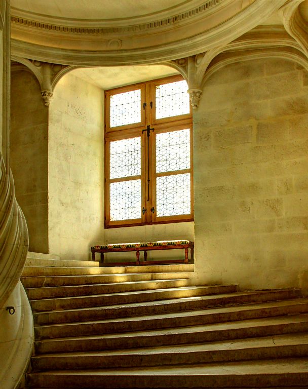 In the chateau, one of the towers contains this impressive spiral staircase.