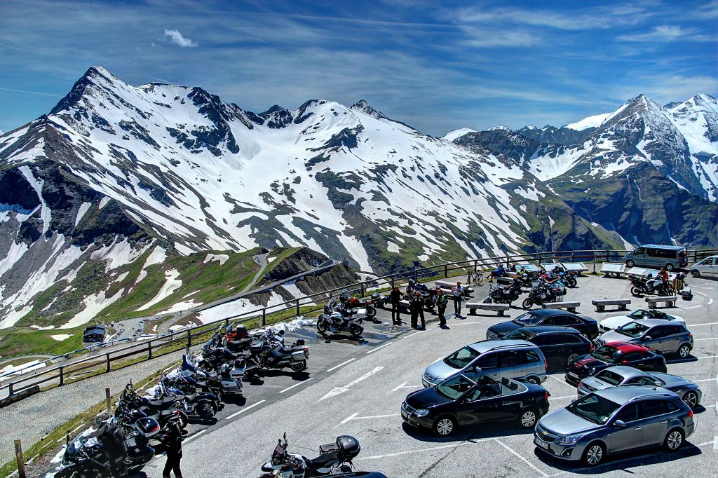 And this is the view of the top from the top. As you can see, loads of motorcyclists. There’s also a nice looking Hutte-style restaurant up here, but we didn’t have time to try that as it was already early afternoon and we were barely a quarter of the way up the road yet!