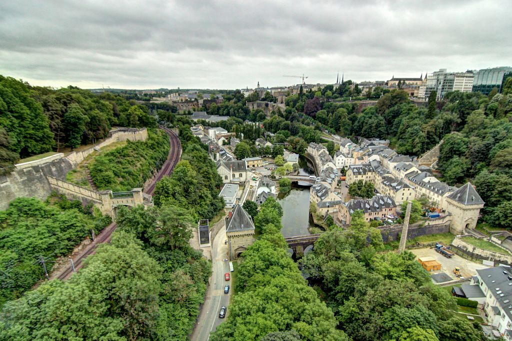 Saturday - This is the view of Luxembourg City from the Grand Duchess Charlotte Bridge, which was just a few minutes walk from our hotel.