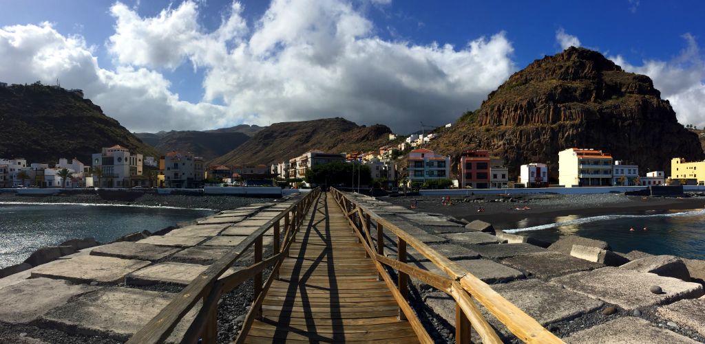 Having had a bit of a rest and a dip in the pool, I headed back into Playa Santiago with my parents for a look around. This was the view of  Playa Santiago from the end of the pier.