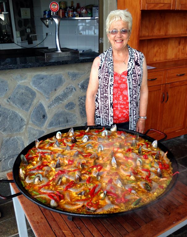 Saturday - Paella lunch and we got to see it being made in this giant pan, which must have been about four feet in diameter.