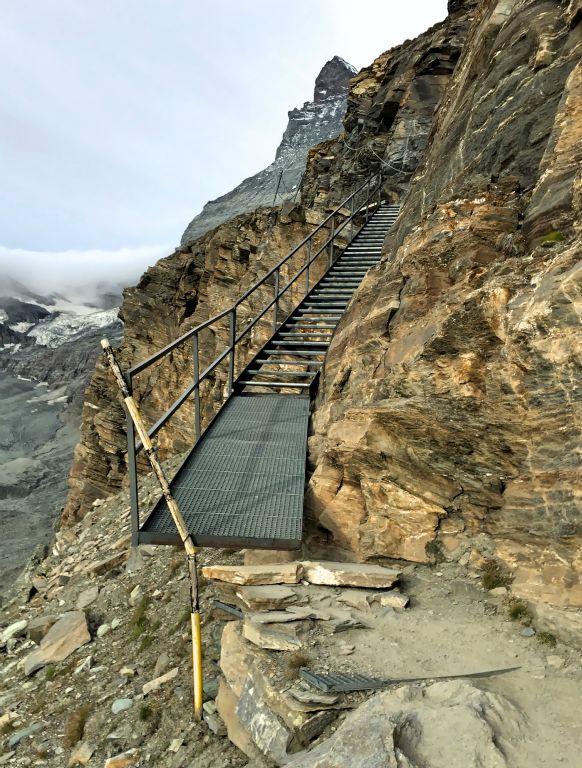 The suspended walkway. Always a high point on the way up to the Hornlihutte. So far I've never had to cross it while anyone else is on it, which is probably just as well.