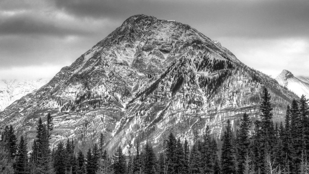 An interesting mountain I saw on the way back. In black and white.