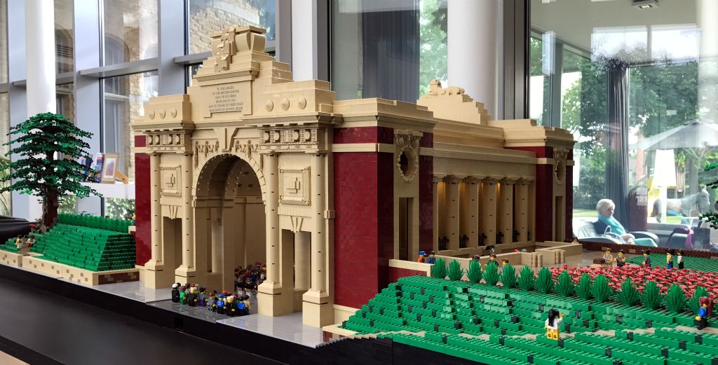 While we were out walking, we popped in to the Ariane Hotel to check out their breakfast menu (which Trip Advisor says is the best in Ieper). In their reception area they had this impressive Lego model of the Menin Gate.