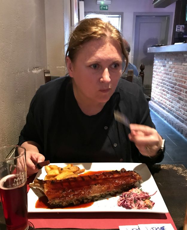 The ribs were awesome as usual. No idea what has attracted Judith's attention here.