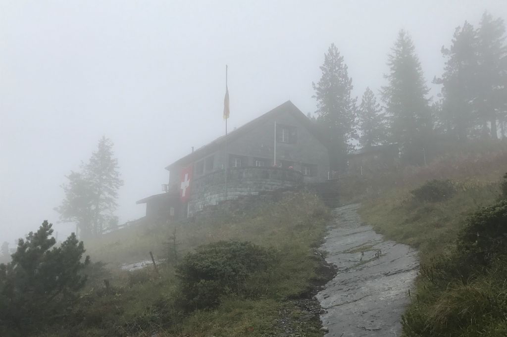 So dramatically in fact that I almost walked into the hutte before I noticed it was there.Although it was still raining I thought I'd hang around for a while as the weather was changing constantly and I kept getting tantalising glimpses of magnificent views.