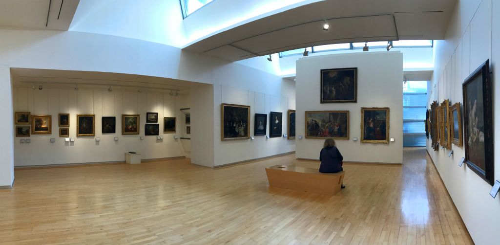 Judith admiring some of the paintings.