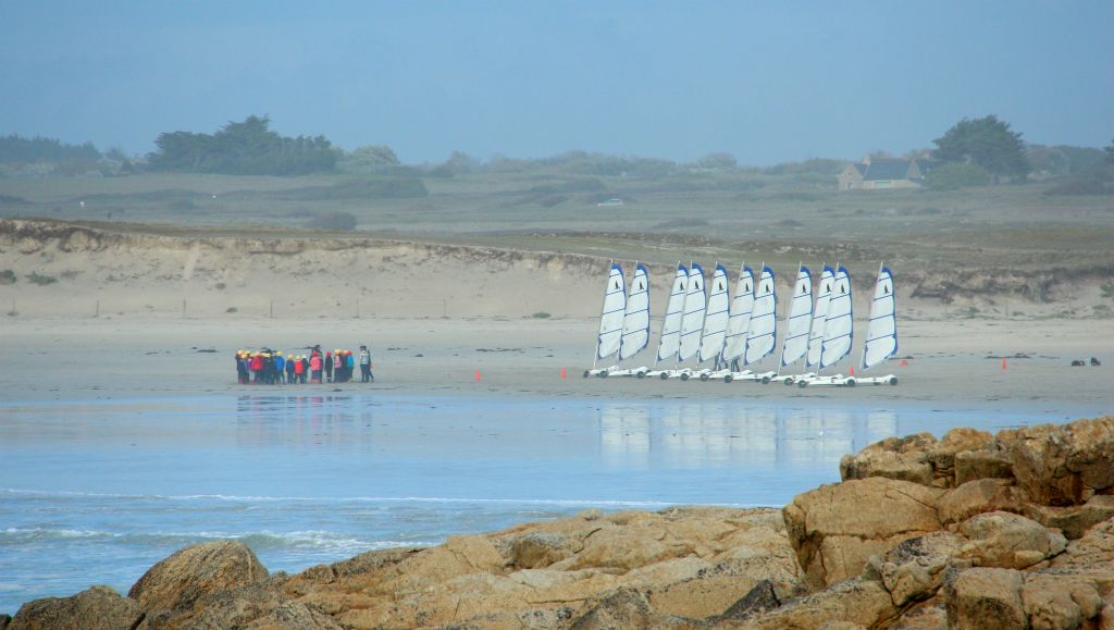 After leaving Notre Dame de Tronoen we drove the last few miles to Point de la Torche, where these school kids were just setting up for a lesson in land yachting (is that what it's called?).