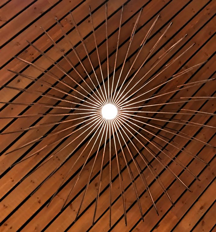 One of the interesting lights on the ceiling of the restaurant.