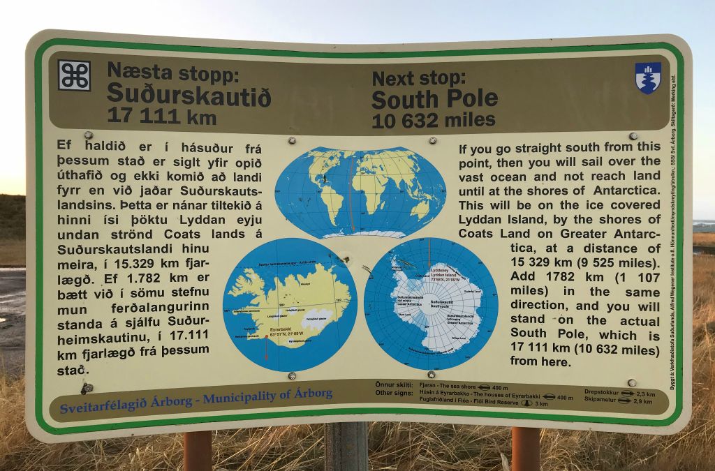 We had no interest in following the crowds to any more of the tourist traps so we headed for the almost completely deserted coast road. Where we found this interesting information board in a small town called Stokkseyri (which seemed to be next to what looked like a jail).