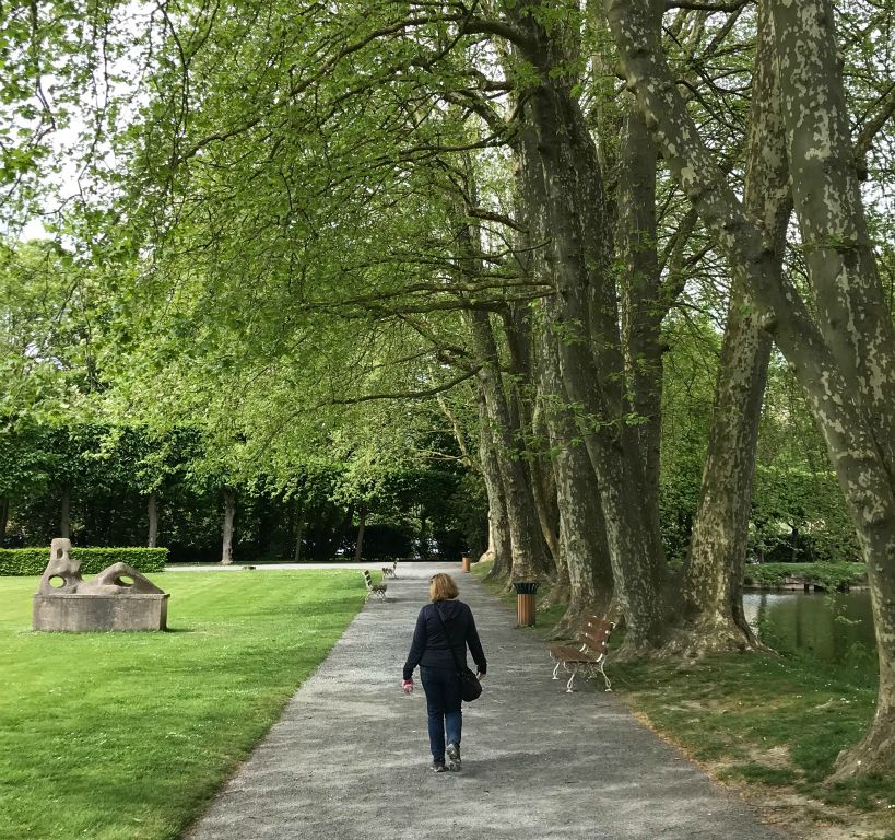 Judith walking the the Parc des Capucins.
