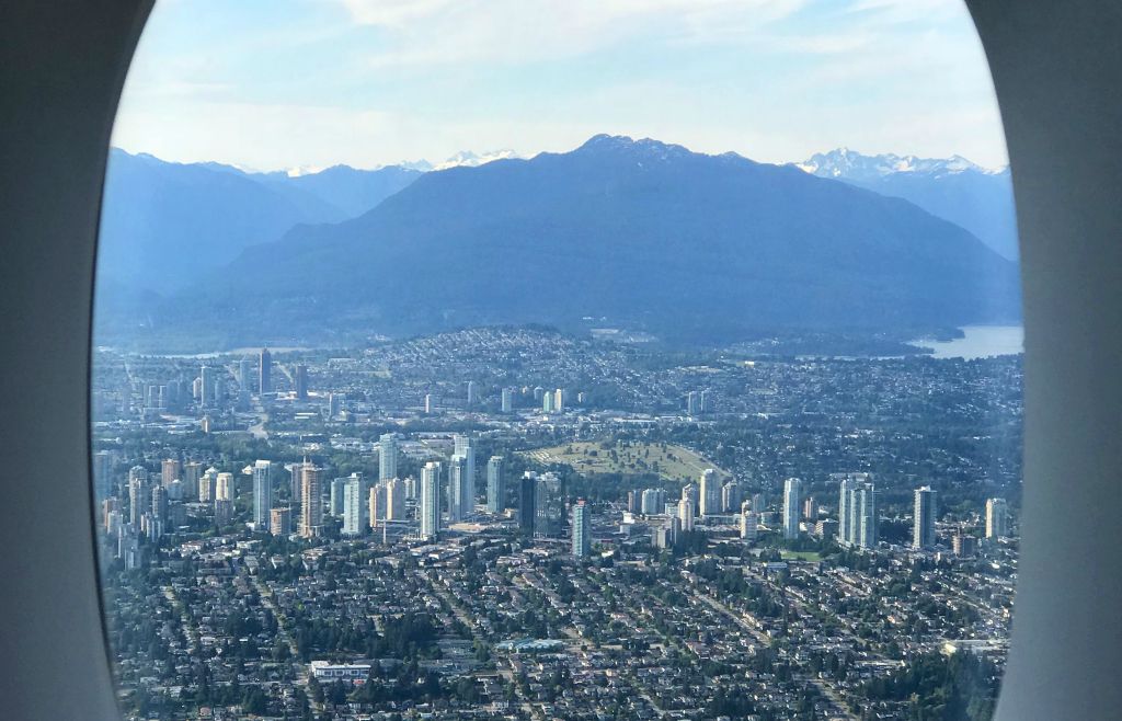 Vancouver skyline shortly before landing.