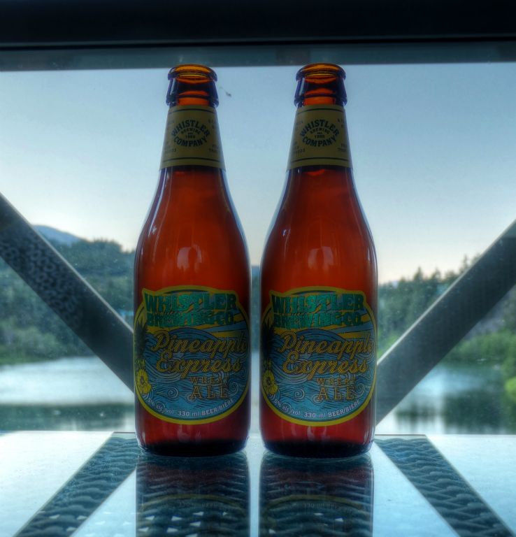 So we bought a four pack of Pineapple Express Wheat Ale before retiring to our hotel balcony.Beers sampled today:- Stanley Park Sun Setter Peach Wheat Ale- Whistler Brewing Grapefruit Ale- Whistler Brewing Pineapple Express Wheat Ale