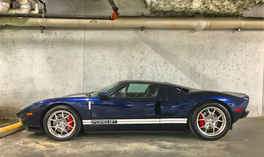 This Ford GT was parked in the corner of our hotel's underground car park. Seems a bit wasted on Canada's long, straight, wide roads.