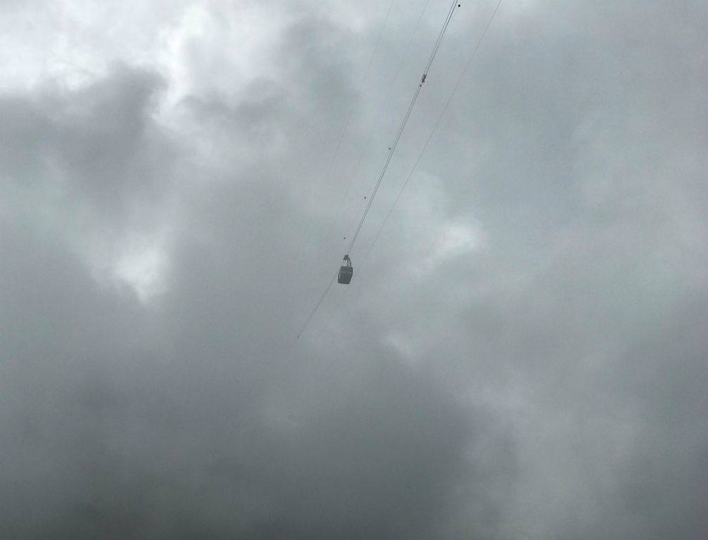Here's the cable car on its way up to Birg, which was completely hidden in the clouds now.