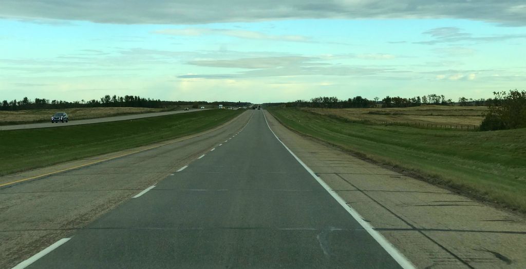 The road to Edmonton was very straight and flat and almost 200 miles long!