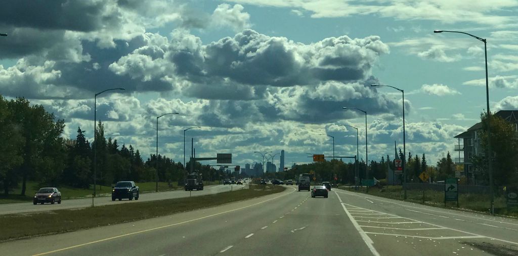 So we headed into Edmonton. You can just make out the skyscrapers of central Edmonton in the distance.
