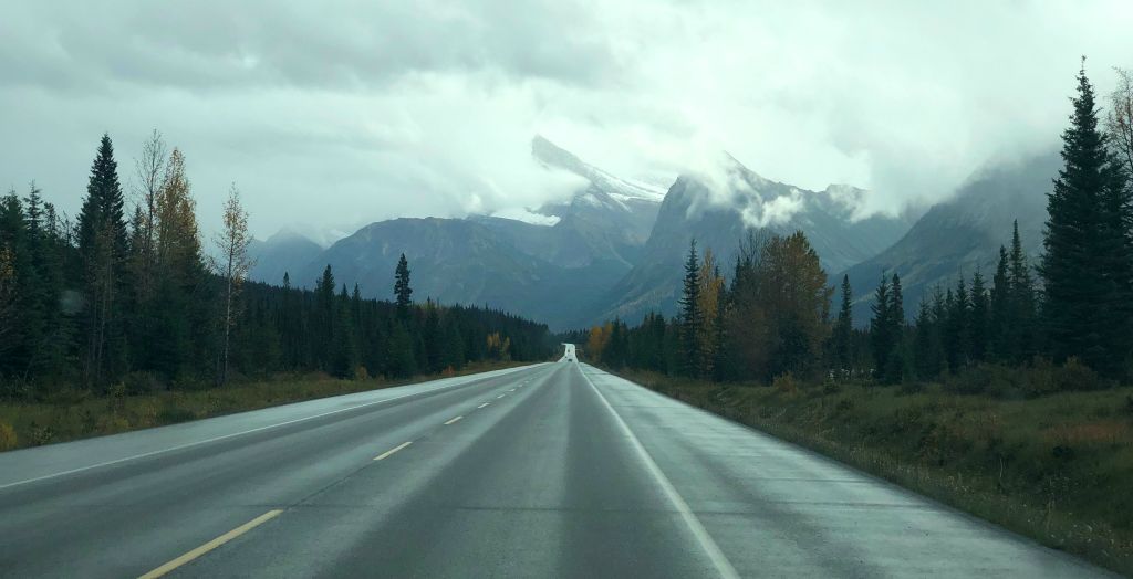 We stopped in Jasper for a light lunch before heading onto the Icefields Parkway, where the views were spectacular, even if the weather wasn't.