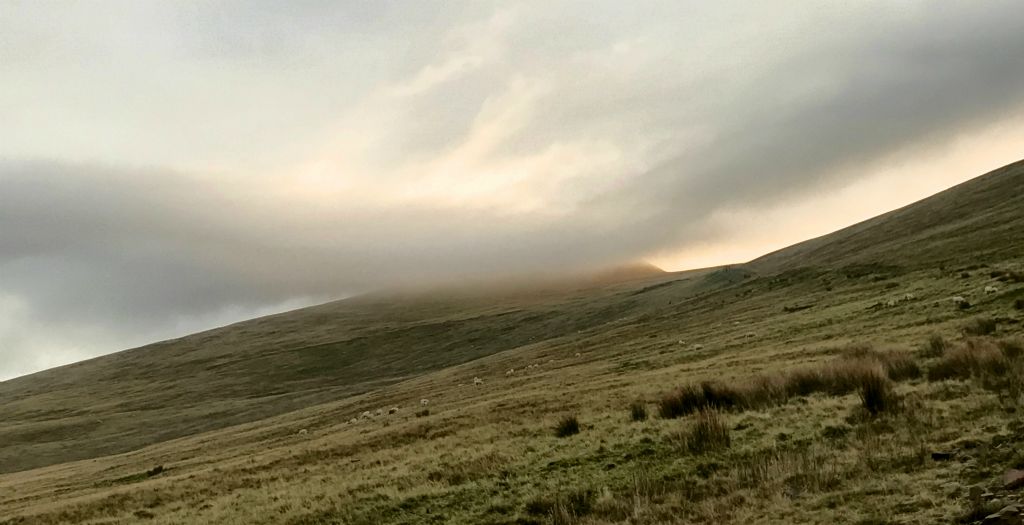 I'd been able to see Pen y Fan as I set off, but soon the very top was shrouded in cloud.