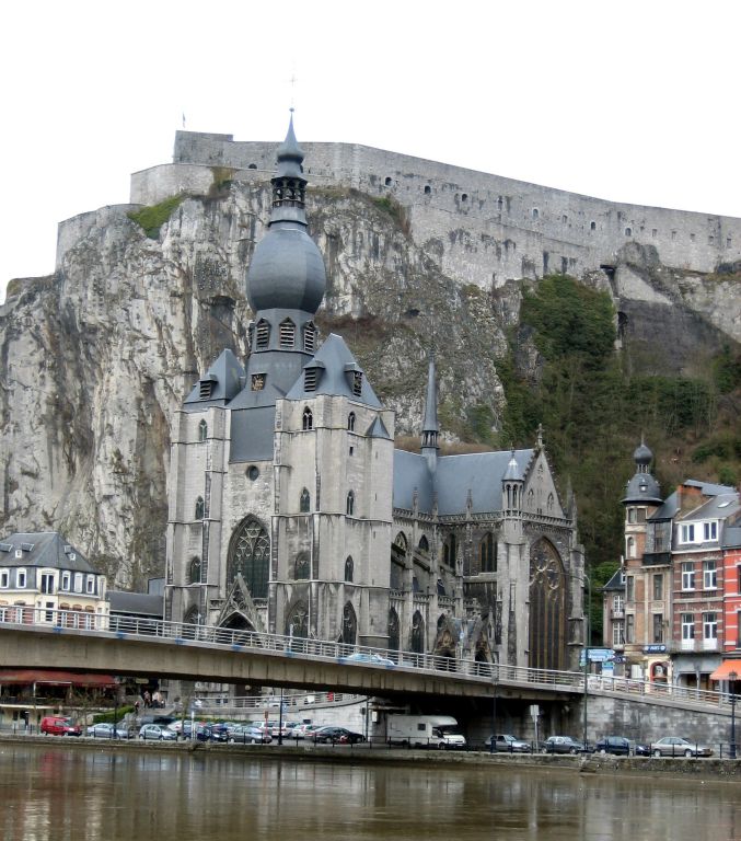 In the foreground, the Cathedral of Notre Dame in Dinant. On the hill behind it is the Citadel, a military fortification that was rebuilt in 1820. The original Citadel, which was built in 1051, was destroyed in 1703. Apparently.