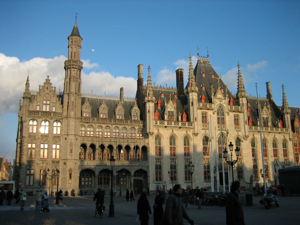 The Provincial Palace in the Market Square just before sunset.
