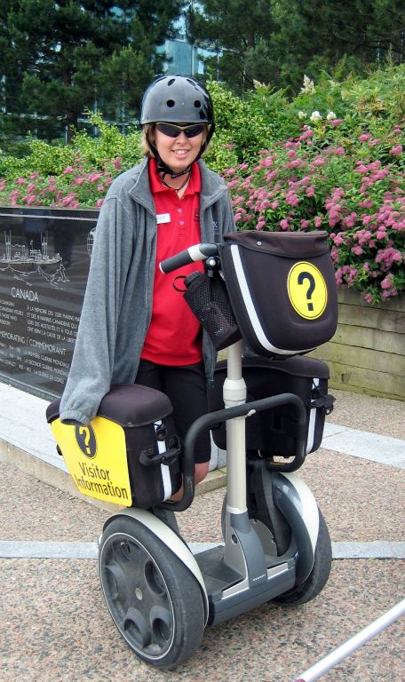 A tourist information lady on her Segway "scooter" on the Halifax Boardwalk. How cool is that?