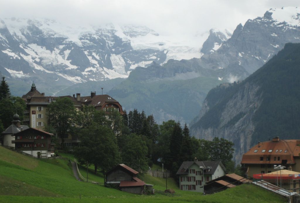 A view of Wengen and the mountains beyond.