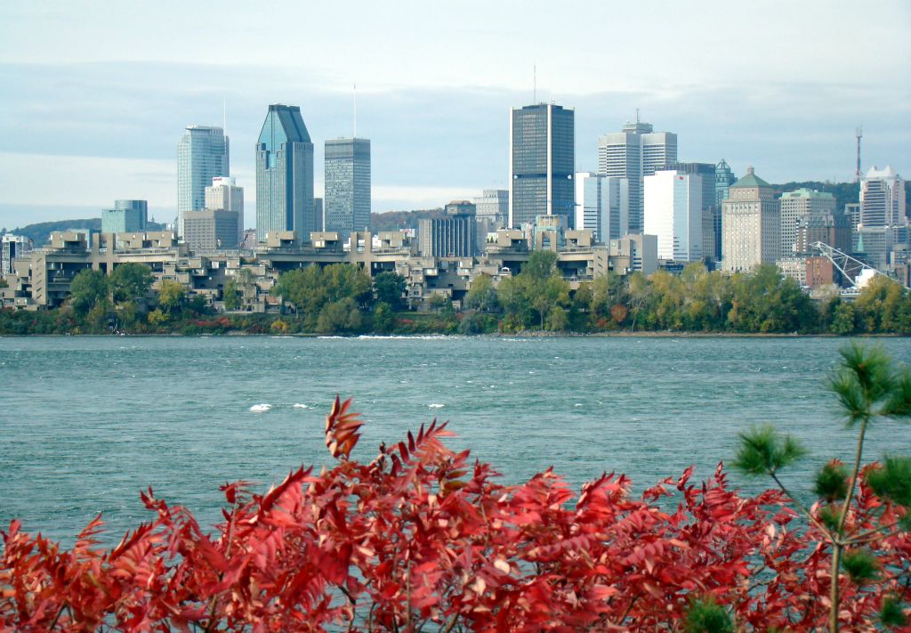 A view of the Montreal skyline from Ile Notre-Dame.