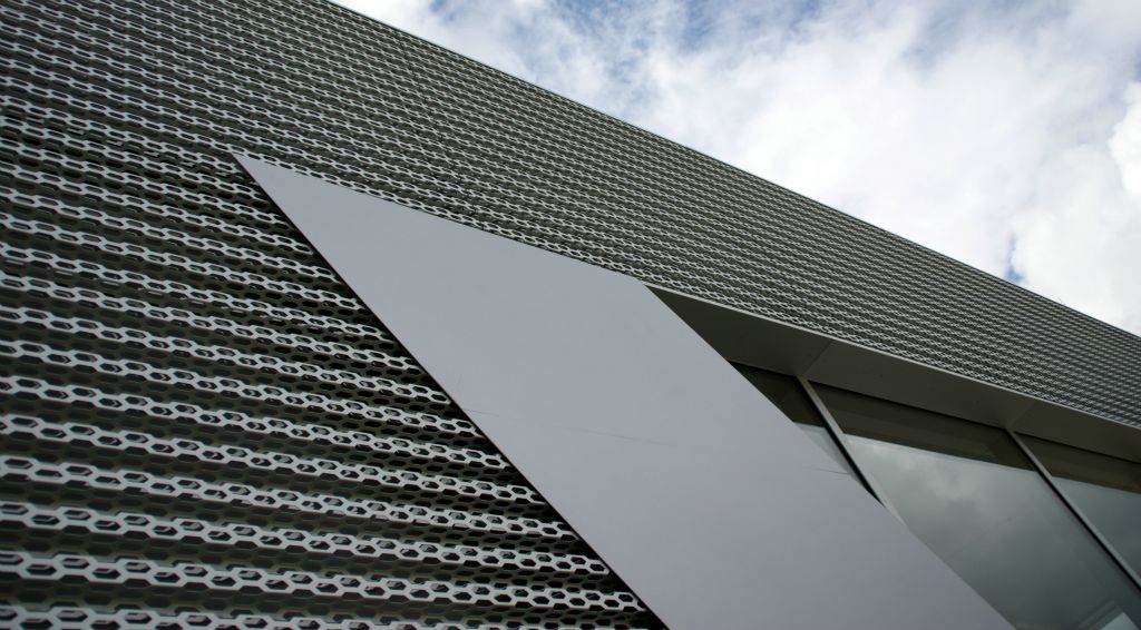 The side of the Audi pavilion.