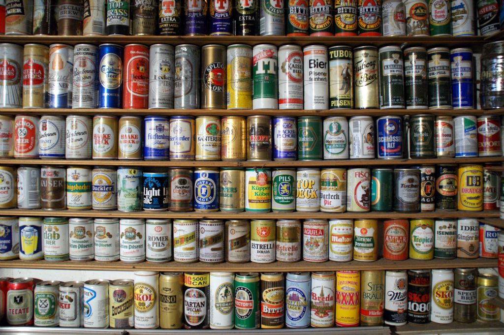 The brewery collects beer cans from around the world. This is just a tiny selection in a room full of them. The tour guide reckons that Belgians only put beer they’re planning to export into cans and that real beer should live in a bottle.