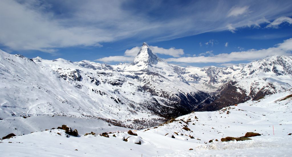 This was the view from Fluhalp, looking back towards the Matterhorn.