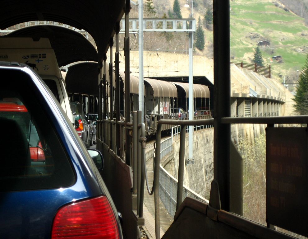 ...and drove onto a train to be carried through the Lotschberg Tunnel to Kandersteg, which is only a few miles from Adelboden, where we drove to a couple of years ago. The train was quite exciting, since the carriages are open (as you can see) and it was completely pitch black in the tunnel. I though it would have been really exciting had we been in the Honda, until I wound the windows down and almost instantly choked to death due to the diesel fumes from the locomotive. So maybe not so exciting after all.The remaining 700 miles of the journey were pleasant and uneventful. Judith’s dinky 1-series had proven to be an excellent and comfortable long-distance tourer and we arrived home at 9pm having driven a total of 1,442 miles at a reasonable 46mpg.Considering that this was a very spur-of-the-moment holiday arranged after the extremely short-notice cancellation of our planned trip to Vancouver, it had turned out really rather well.