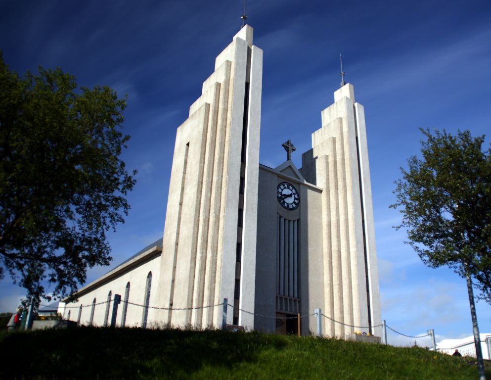 This is Akureyri Church, one of the town's most prominent features.