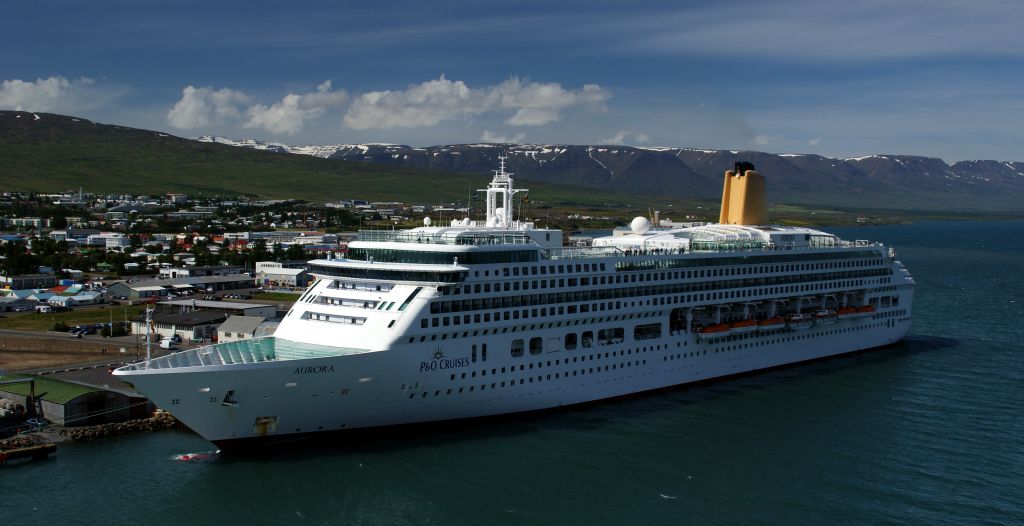 While we'd been walking around Akureyri, the Oriana had arrived. P&O ships get terribly excited when they see each other and there was very much tooting of horns as we passed on our way back out to sea.
