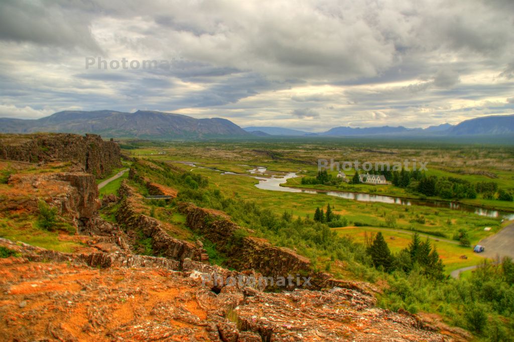 A HDR view from Thingvellir. You can just see the “Path of Almost Certain Death” (as I like to think of it) on the left hand side.