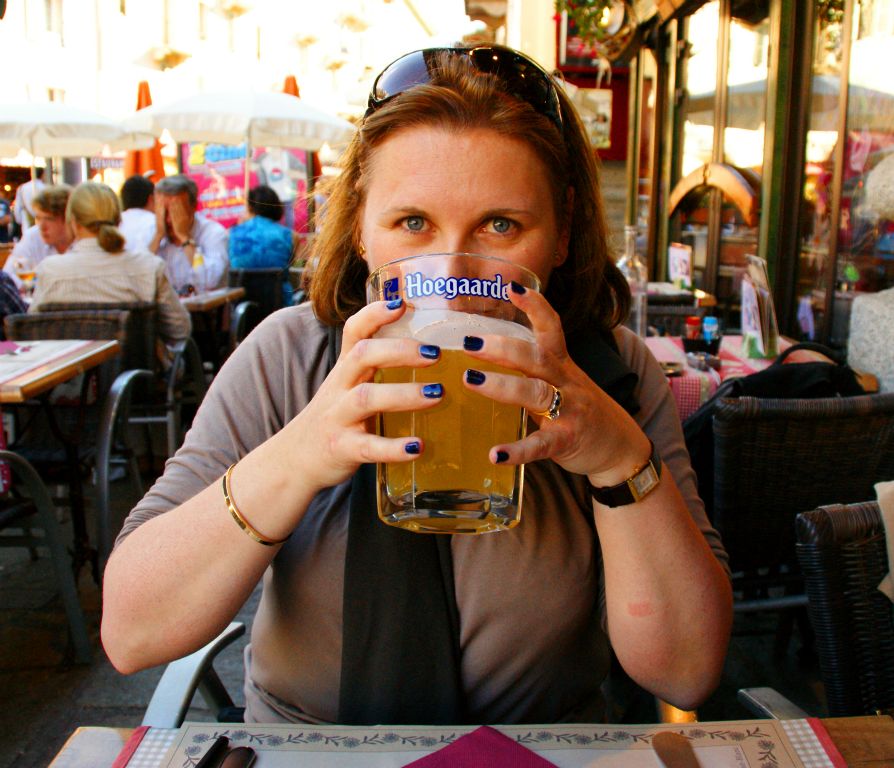 Back in Chamonix, Judith was so parched from her sightseeing that she felt compelled to order the second largest beer available.