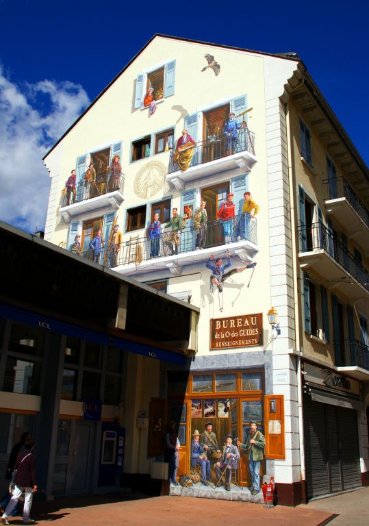 Back in Chamonix, we walked past this impressive painting on the side of a building.
