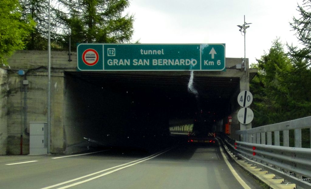 So having driven through the Mont Blanc Tunnel into Italy, we still had to get into Switzerland. The quickest way to do this was through the Gran San Bernardo Tunnel, which cost another £20. I was beginning to think that maybe the tunnel owners had dug up the road north of Chamonix to drum up a bit of extra business.