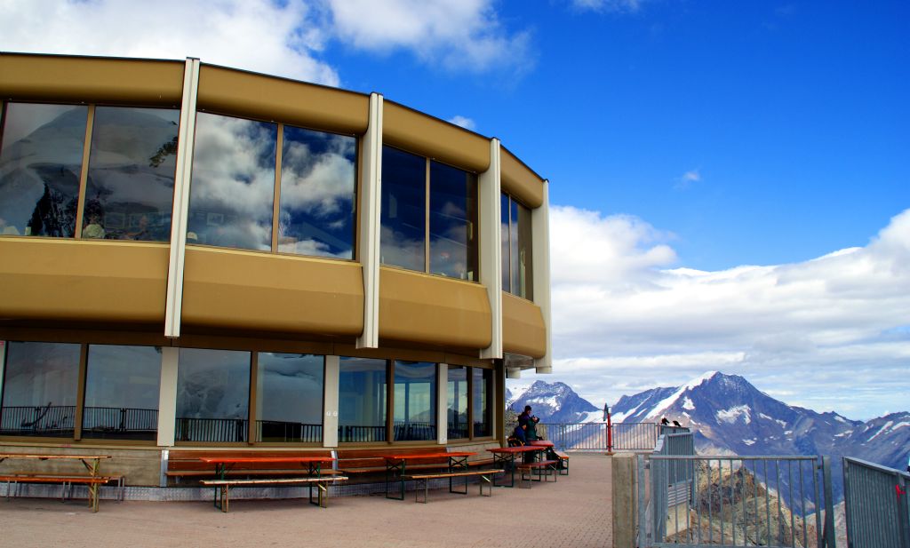 Allalin has the world's highest revolving restaurant. It takes about 30 minutes to do a full revolution, which was just about how long it took to have a beer and a bite to eat. Handy.